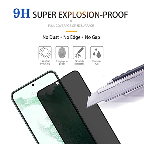 Lokyoo 2 Pack Privacy Screen Protector for Samsung Galaxy S22 Plus/ S22+ [Anti-Spy Tempered Glass], Ultra HD, Anti-Scratch, Bubble-Free, Easy Install 9H Protective Glass Black (Not for S21/S22 Ultra) - Image 5