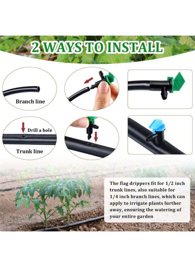 SUNSAR 60 Pieces Drip Emitter Garden Flag Irrigation Dripper in 3 Sizes, Trees and Shrubs, 1 GPH, 2 GPH, 4 GPH - Image 5