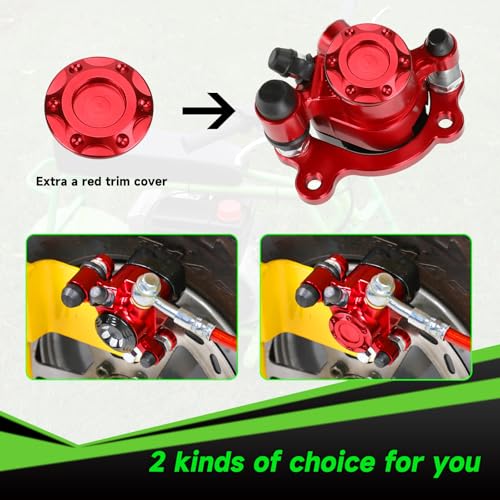 XIKOBY Upgraded Mini Bike Hydraulic Brake Kit Compatible with Baja Doodle Bug DB30 Blitz Dirt Bug Racer Predator 79cc 97cc 212cc 2.8hp 3.0hp Engine Minibike Parts with Pads (Red) - Image 3