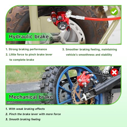 XIKOBY Upgraded Mini Bike Hydraulic Brake Kit Compatible with Baja Doodle Bug DB30 Blitz Dirt Bug Racer Predator 79cc 97cc 212cc 2.8hp 3.0hp Engine Minibike Parts with Pads (Red) - Image 5