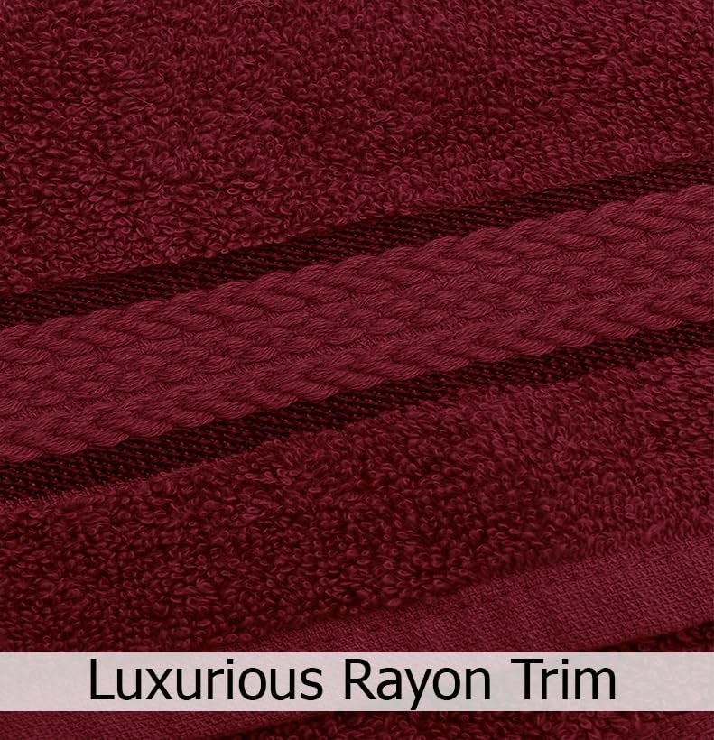 COTTON CRAFT Ultra Soft 6 Piece Towel Set - 2 Large Bath Towels, 2 Hand Towels, 2 Washcloths - Absorbent 580 GSM Quick Dry Everyday Luxury Hotel Bathroom Spa Gym Shower Pool - 100% Cotton - Burgundy - Image 2