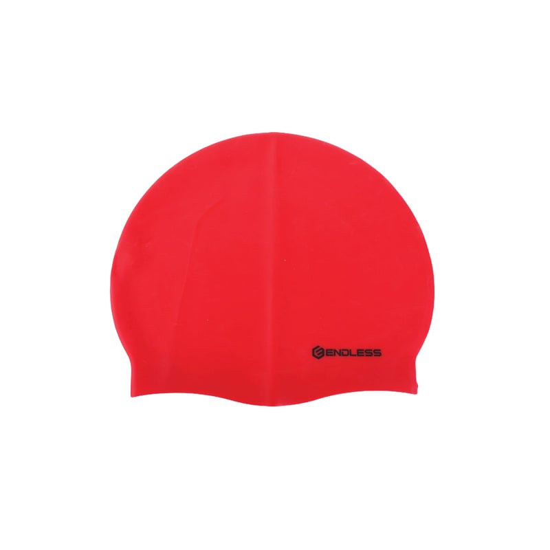 Endless EL1019 Classic Comfortable Plain Silicon Swimming Cap | Red | Material : Silicon | Fully Elastic Waterproof Swimming Cap for Long and Short Hair with Thicker Edge | For Adults, Women and Men - Image 1