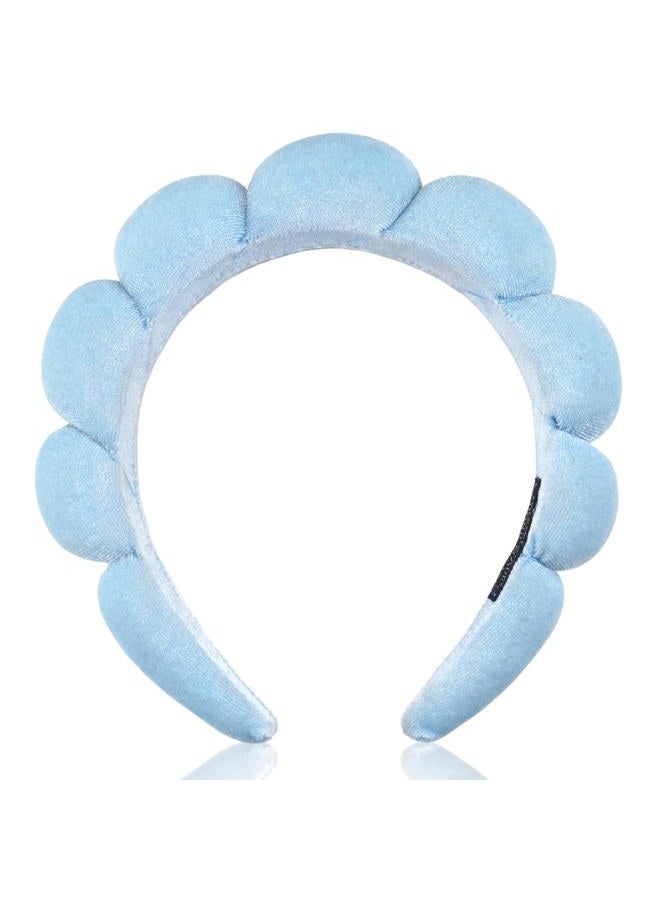 Ayesha Spa Headband for Women Sponge Headband for Washing Face Clouds Soft Hairband Makeup Headbands for Women Girls Shower Makeup Skincare (Blue) - Image 1