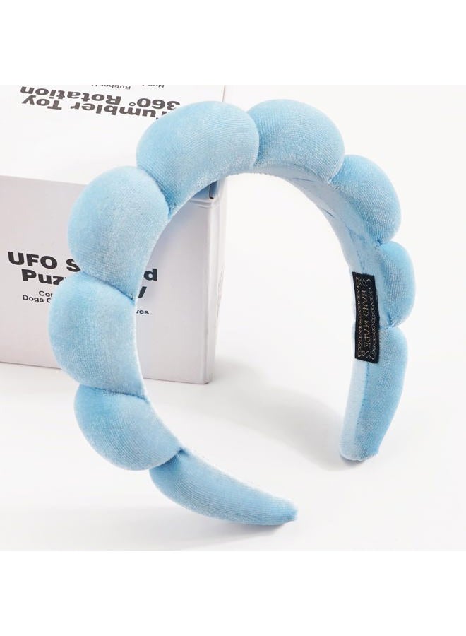 Ayesha Spa Headband for Women Sponge Headband for Washing Face Clouds Soft Hairband Makeup Headbands for Women Girls Shower Makeup Skincare (Blue) - Image 2