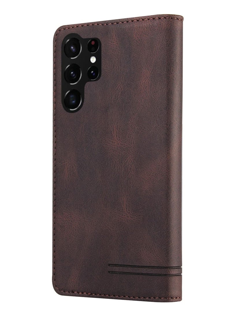 Suteni Magnetic Flip Cover Card Slots Leather Phone Case for Samsung - Image 2