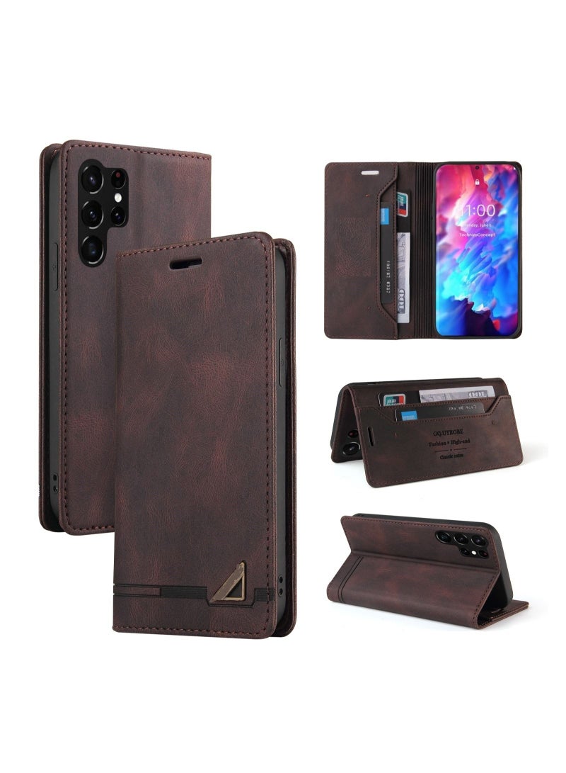 Suteni Magnetic Flip Cover Card Slots Leather Phone Case for Samsung - Image 3