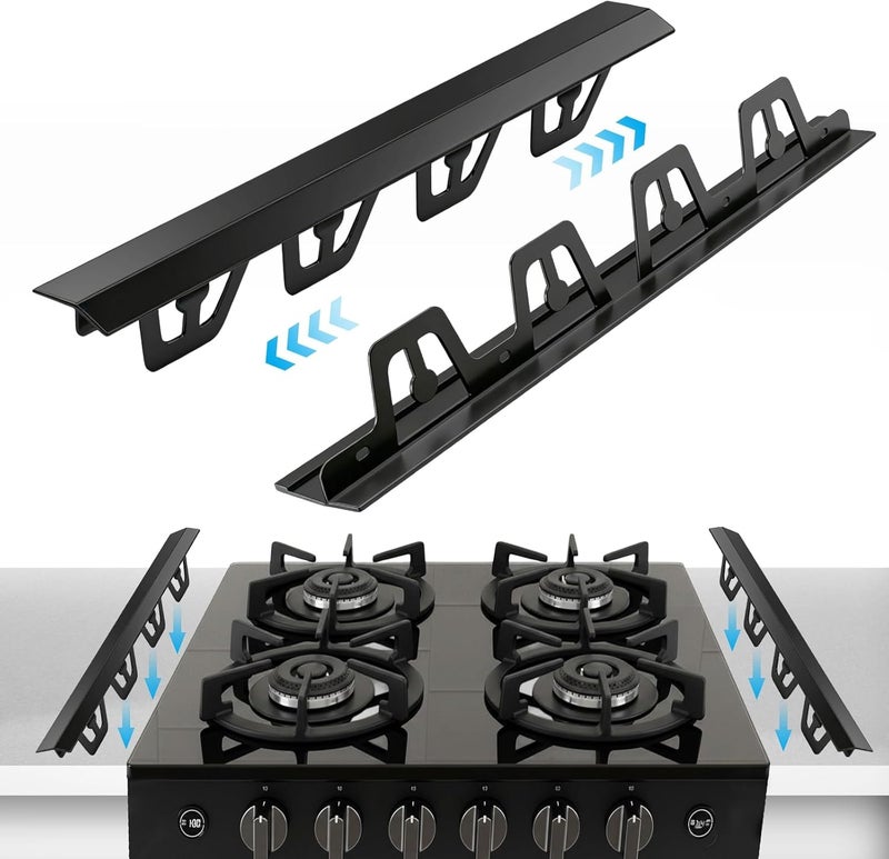 ALMCALS T-Shape Stove Gap Covers Stainless Steel, 2 Pack Stove Gap Filler Easy Retractable Length 13.8" to 27.5", Width 1.85" - Oven Gap Filler Stove Guards Range Trim Kit - Image 1