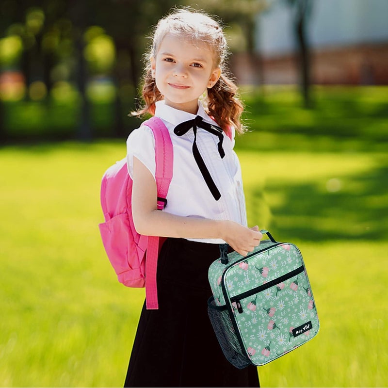 Insulated Lunch Bag Women, Reusable Lunch Box for Women & Men, Adluts Lunchbox for Office Work School, Portable Lunchbag, Green Floral（SA-18654-GF） - Image 3