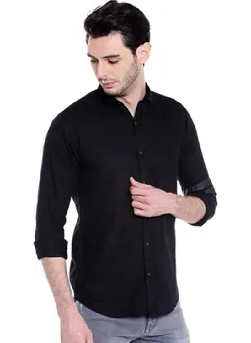 كامبوس سوترا قميص رجالي أسود صلب عادي