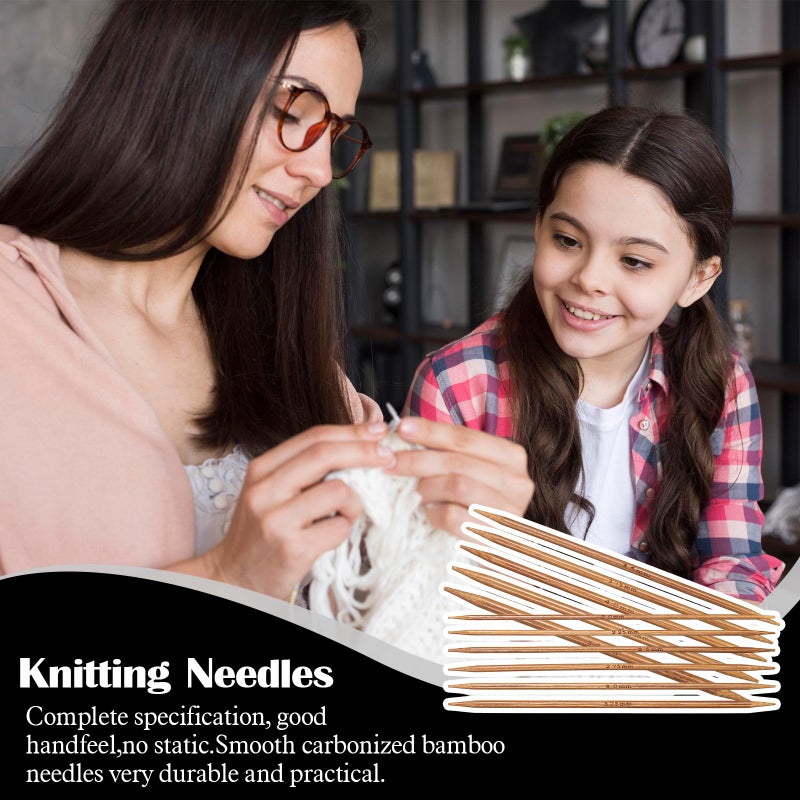 Zelphvt 55 Pcs Double Pointed Needles Set, Bamboo Knitting Needles in 11 Sizes 13cm/5.1in Double Pointed Needle for Beginners,Making Sweater,Scarf,Sock,Weave - Image 5