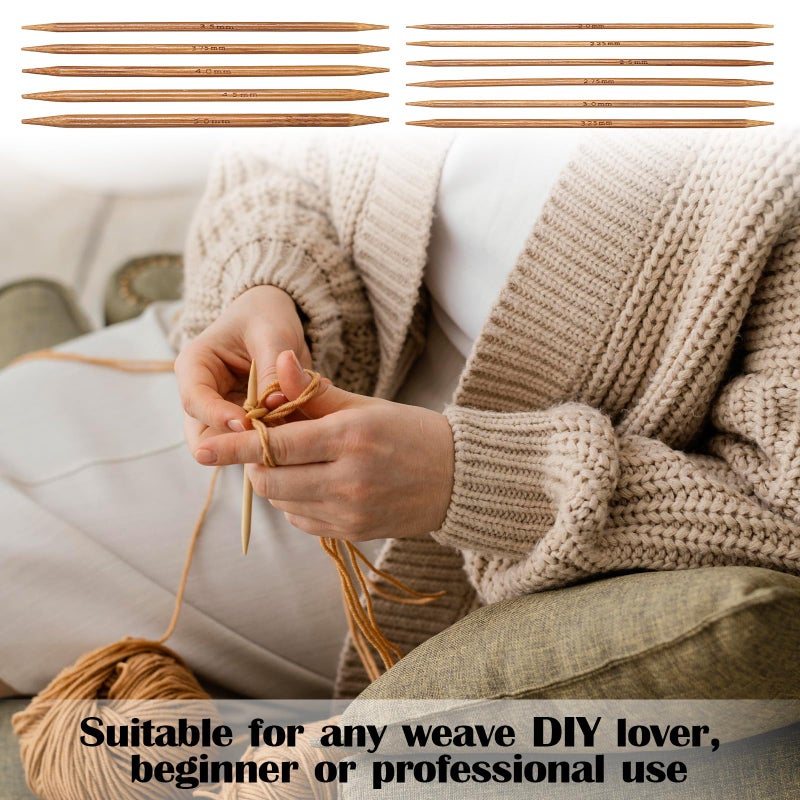 Zelphvt 55 Pcs Double Pointed Needles Set, Bamboo Knitting Needles in 11 Sizes 13cm/5.1in Double Pointed Needle for Beginners,Making Sweater,Scarf,Sock,Weave - Image 4