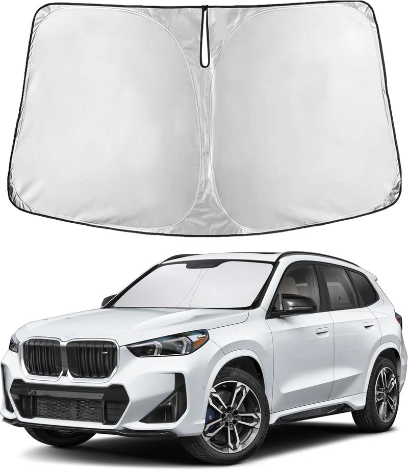EcoNour Windshield Sunshade for BMW X2 2018–2023 | Custom Fit Front Window Sun Shade | Blocks Harmful UV Rays & Reduces Heat | Foldable Sun Visor with Storage Pouch - Image 1