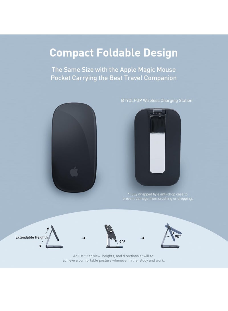 KASTWAVE 3 in 1 Foldable Wireless Charging Station, Fast Magsafe Charger Stand for iPhone 15/ 14/ 13/ 12/ 11, Samsung & Pixel, Compatible with Apple Watch & AirPods - Image 3