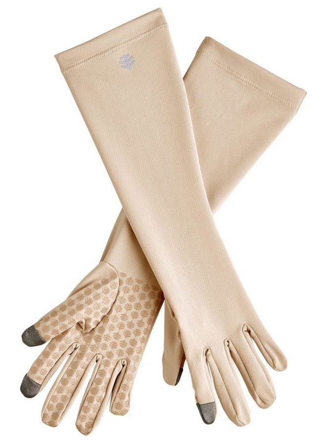 Coolibar UPF 50+ Unisex UV Mid-Length Sun Gloves - Sun Protective (X-Large- Beige) - Image 1