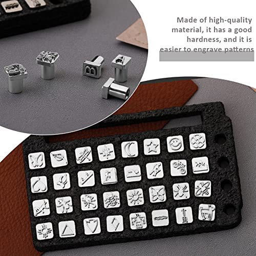 ZMAAGG 71 PCS Leather Stamping Tools, with 68 PCS Letters, Numbers and Patterns, 2 PCS Punch Tools, Leather Stamp Set for Leather Working - Image 5