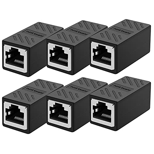 Dingsun RJ45 Coupler, Ethernet Extender, Female to Female Network Coupler Compatible Cat5 /Cat5e /Cat6 /Cat7 Ethernet Cable Extender Adapter (Black, 6Pack) - Image 1