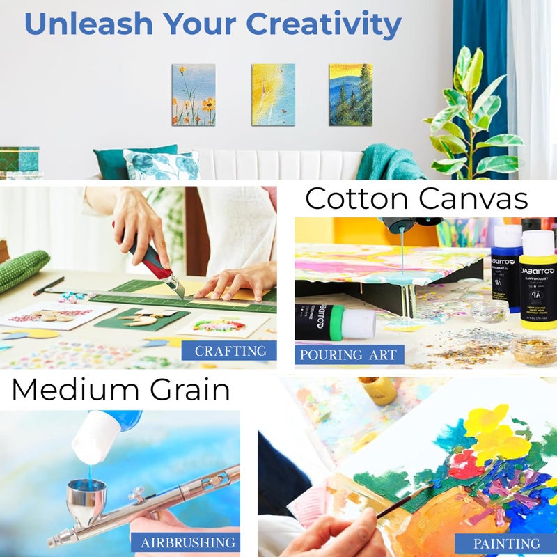 Eduway® Canvas Board for Painting- (8x10) | Premium Quality 7Oz Pre-Primed Cotton Canvas Board for Artists & Beginners | Ideal for Acrylic, Oil, Gouache, Pastels Colors (Pack of 1) (20x25 cms)/' - Image 3