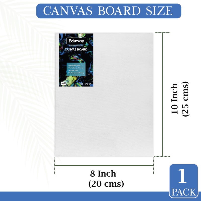 Eduway® Canvas Board for Painting- (8x10) | Premium Quality 7Oz Pre-Primed Cotton Canvas Board for Artists & Beginners | Ideal for Acrylic, Oil, Gouache, Pastels Colors (Pack of 1) (20x25 cms)/' - Image 2