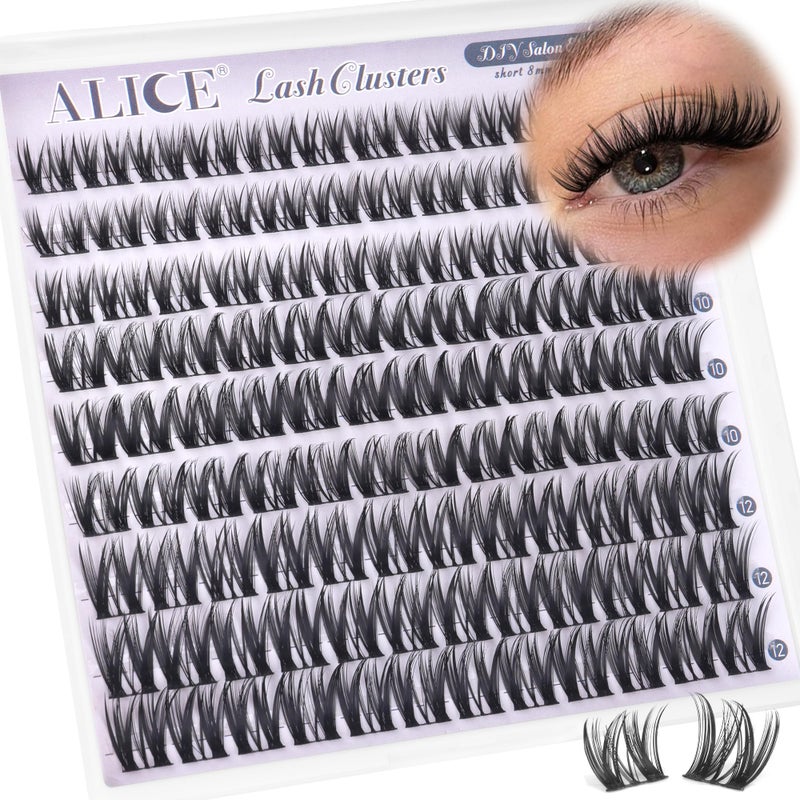 ALICE Short Lash Clusters 8-12mm Wispy Volume Eyelash Extensions Natural Thin Band Eyelash Clusters Individual Lashes DIY Lash Extensions - Image 2