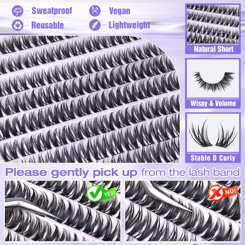 ALICE Short Lash Clusters 8-12mm Wispy Volume Eyelash Extensions Natural Thin Band Eyelash Clusters Individual Lashes DIY Lash Extensions - Image 3