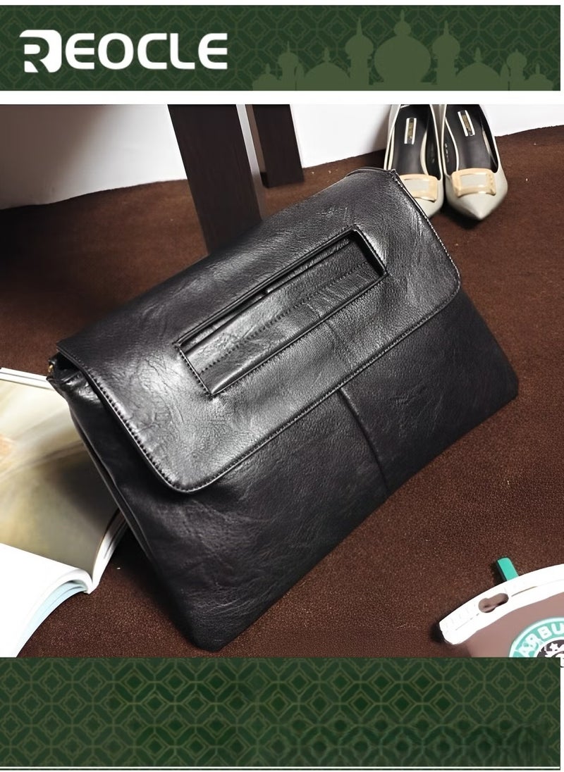 REOCLE Rectangular Clutch Bag with Handle Leather Envelope Handbag Small Messenger Bag Vintage Satchel Purse with Shoulder Strap  - Image 1