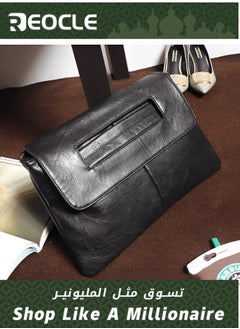 Rectangular Clutch Bag with Handle Leather Envelope Handbag Small Messenger Bag Vintage Satchel Purse with Shoulder Strap