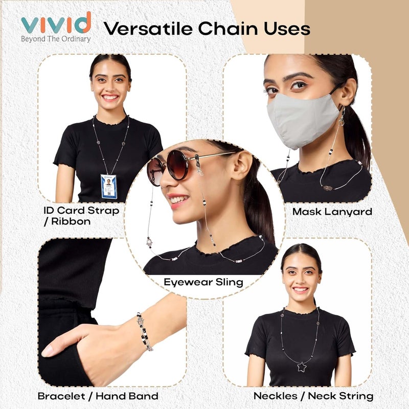 VIVID vision Unisex Adult Metal Eyeglass Holder Strap Cord | New Chain Adjust on Sunglasses | Anti-slip Retainer Lanyard String Eyewear Frame | Specs Mask Chains - Image 5