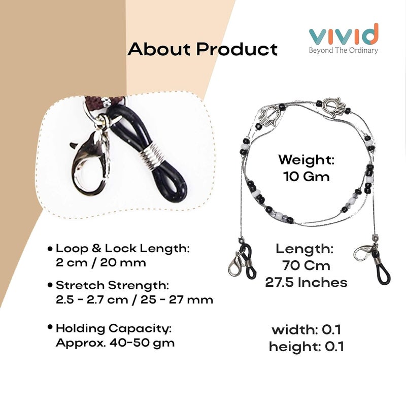 VIVID vision Unisex Adult Metal Eyeglass Holder Strap Cord | New Chain Adjust on Sunglasses | Anti-slip Retainer Lanyard String Eyewear Frame | Specs Mask Chains - Image 3