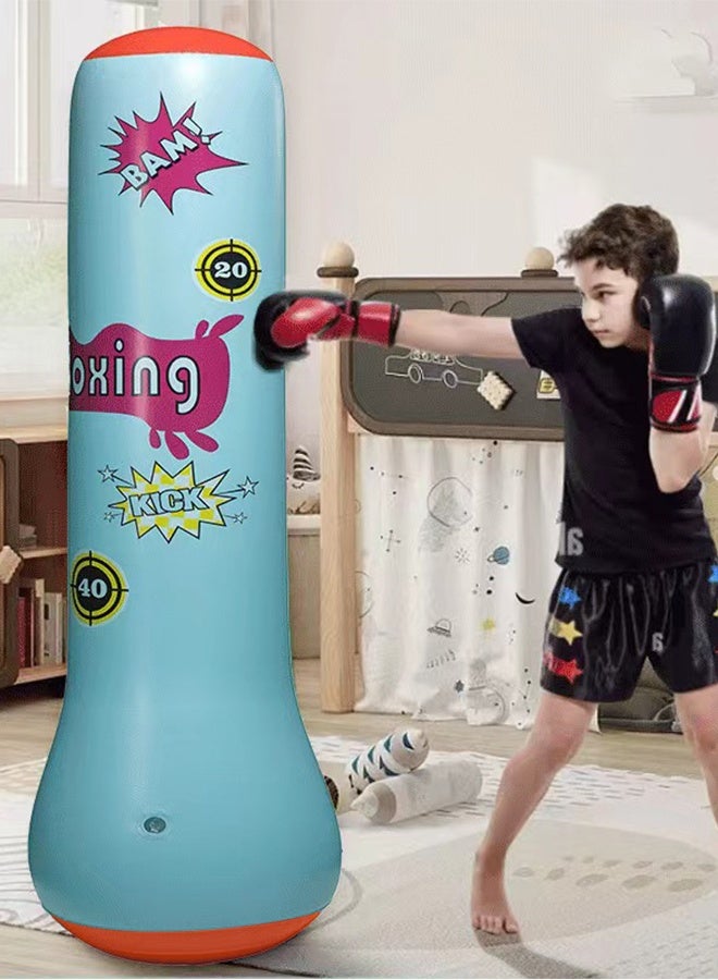 DUNISO Inflatable Boxing Column, 120cm PVC Kids Punching Bag Fitness Inflatable Boxing Bag for Karate, Taekwondo, Decompression Kick Speed Training Games for Kids and Adults - Image 5