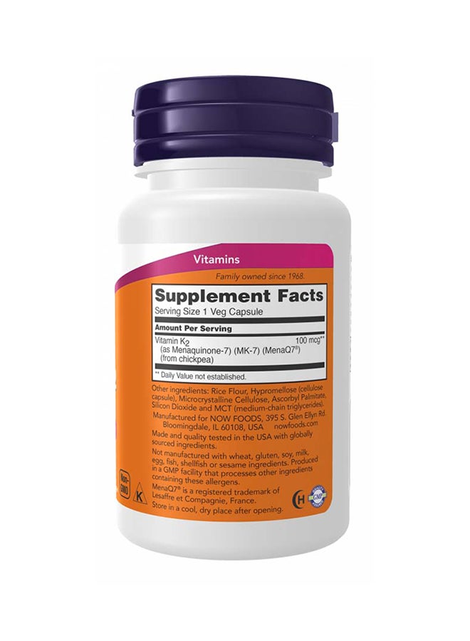 ناو فودز أقراص فيتامين MK-7 K-2 100 ميكروجرام من 60 كبسولة نباتية - Image 2
