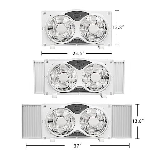 BEYOND BREEZE Window Fan Reversible Airflow, 9" Dual Window Fan with 3-Speed 3 Modes (Cool, Circulate, Exhaust), Remote Control Twin Window Fan 23.5" to 37" Adjustable Width for Bedroom, Kitchen, Home - Image 2
