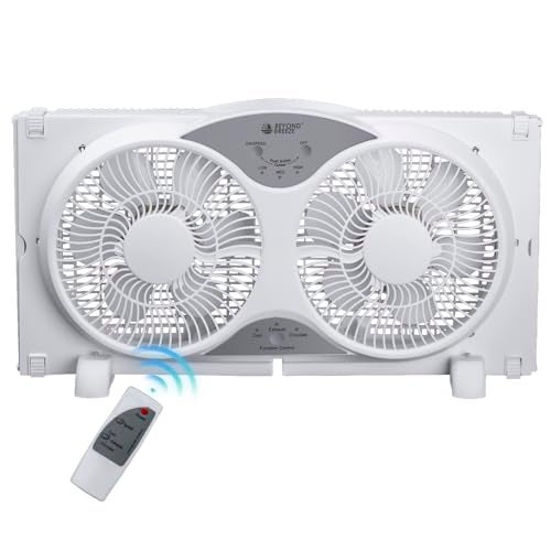BEYOND BREEZE Window Fan Reversible Airflow, 9" Dual Window Fan with 3-Speed 3 Modes (Cool, Circulate, Exhaust), Remote Control Twin Window Fan 23.5" to 37" Adjustable Width for Bedroom, Kitchen, Home - Image 1