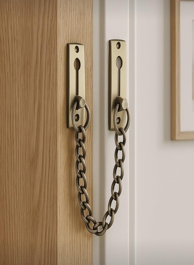 Xpert Brass Door Chain by Xpert (Pack of 1) Works with Chain Lock for Door & Door Lock - Door Chain Lock for Main Door & Safety Latch for Door - Latch Lock for Door & Door Safety (DC-145) - Image 1