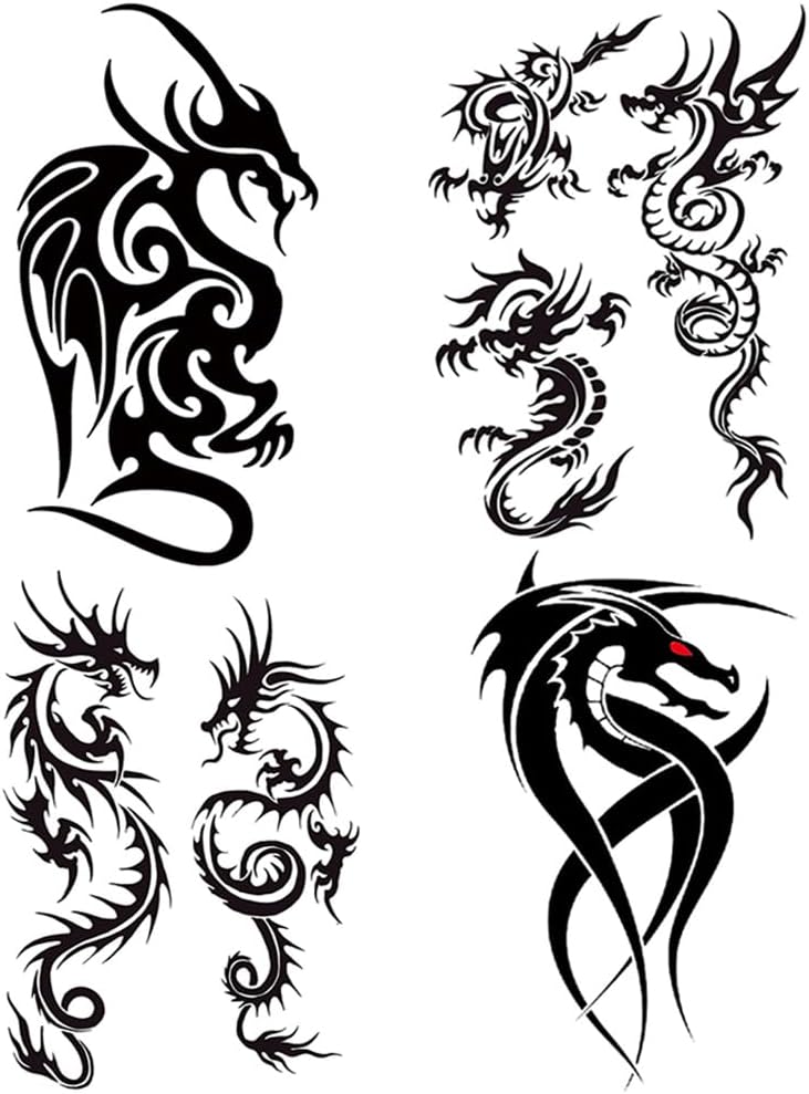 Dragons Temporary Tattoos Stickers for Women Men Girls 4 Sheets Fake dragon lovely Tattoos Paper Body Sticker Set Party Favorswaterproof and Long Lasting body tattoos by Yesallwas