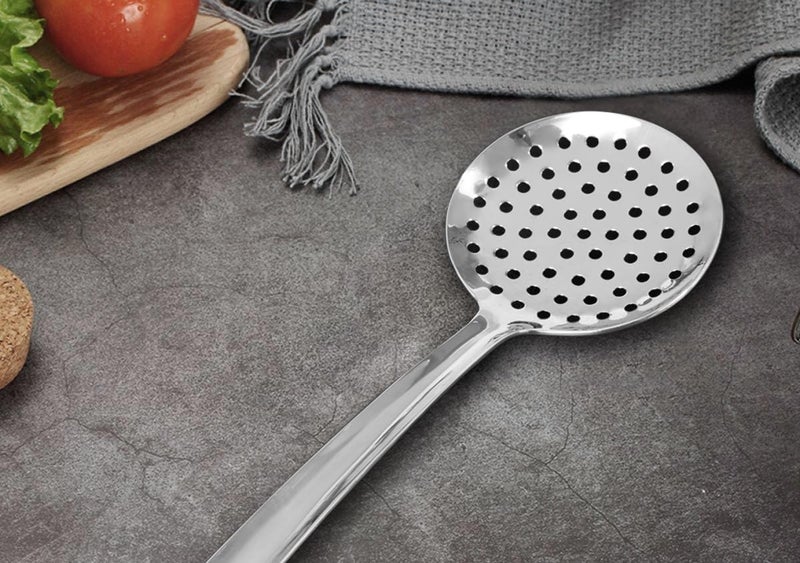 GS KITCHENWARE GS Stainless Steel Skimmer Puri/WADA Frying Strainer Jhara Versatile Deep Fry Chalni with Handle for Kitchen (Silver) Pack of 1 - Image 4