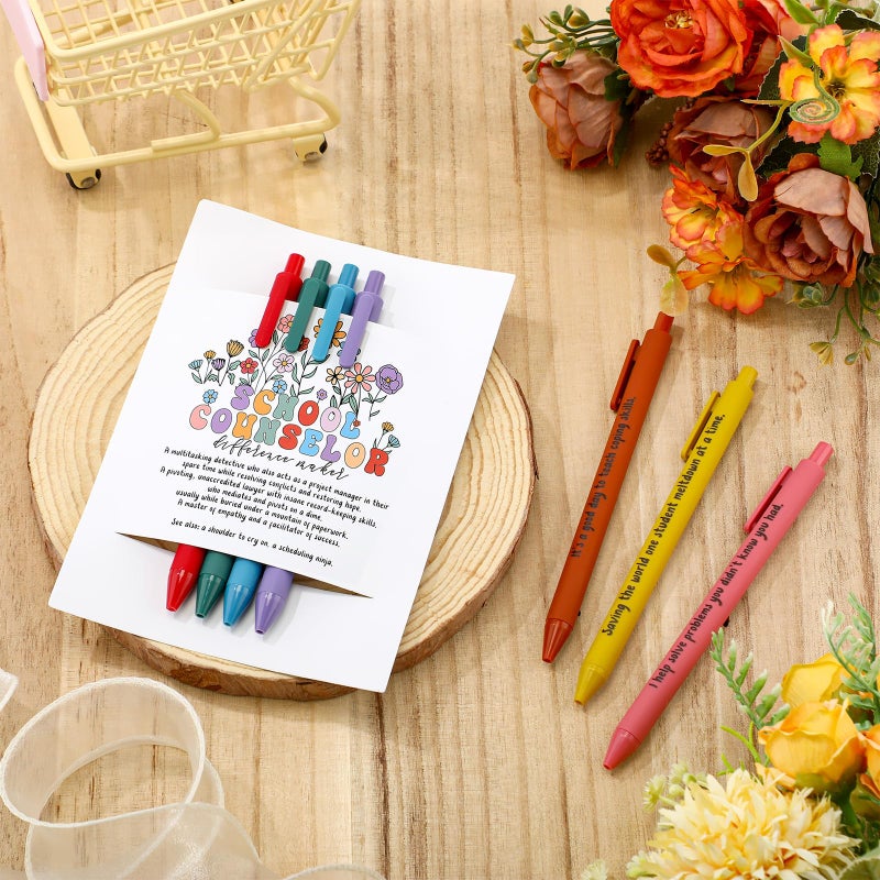 Sayglossy School Counselor Appreciation Gifts Set 7 Inspirational Ballpoint Pens with Positive Card Teacher Appreciation Week Thank You Gifts for Women Men Educator Teacher Guidance Counselor - Image 3