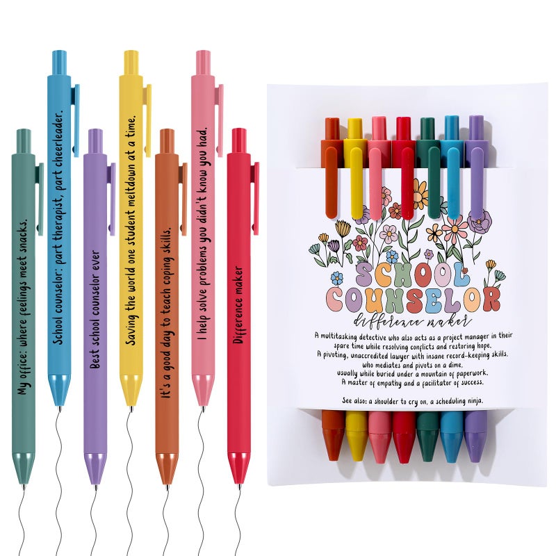 Sayglossy School Counselor Appreciation Gifts Set 7 Inspirational Ballpoint Pens with Positive Card Teacher Appreciation Week Thank You Gifts for Women Men Educator Teacher Guidance Counselor - Image 1