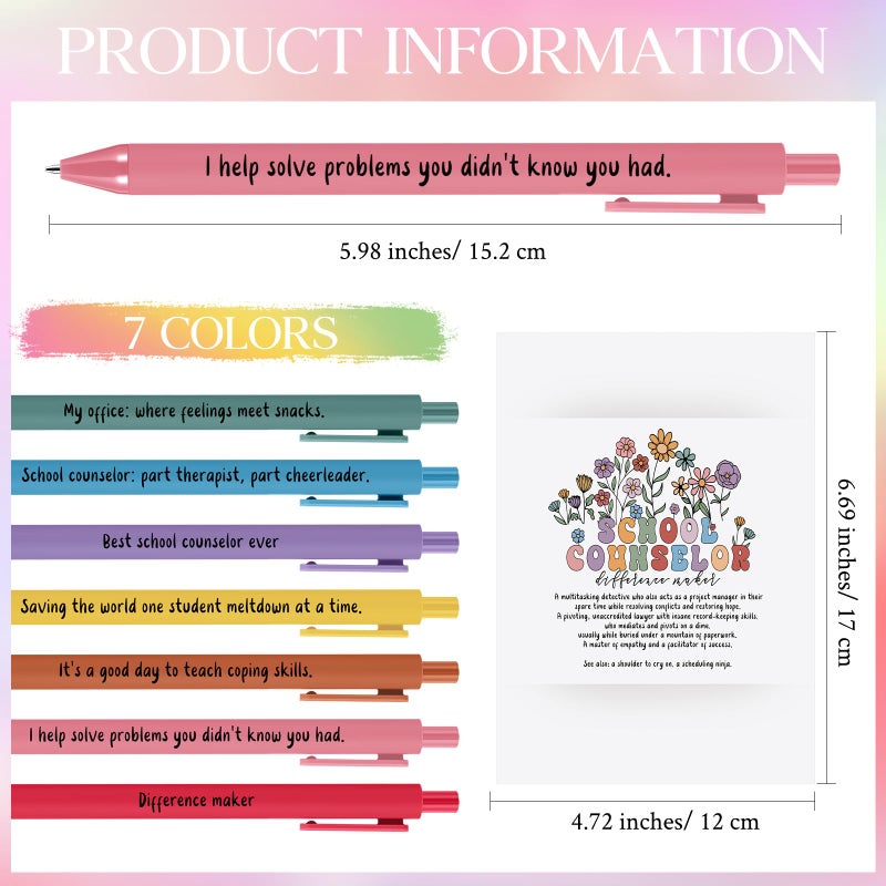 Sayglossy School Counselor Appreciation Gifts Set 7 Inspirational Ballpoint Pens with Positive Card Teacher Appreciation Week Thank You Gifts for Women Men Educator Teacher Guidance Counselor - Image 2