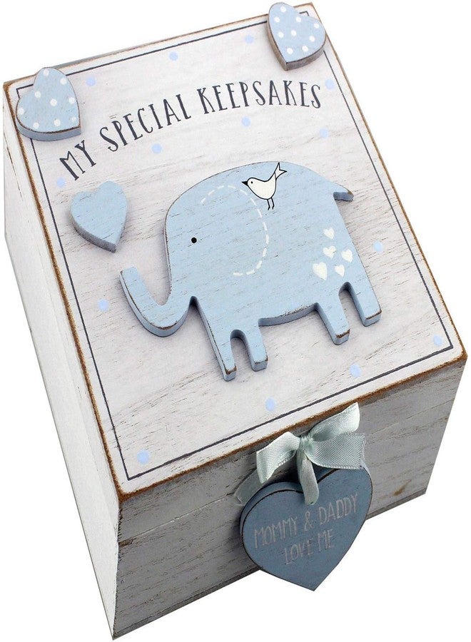 Oaktree Gifts Baby Boy Wooden Memories Keepsake Box Vintage Style - Image 1