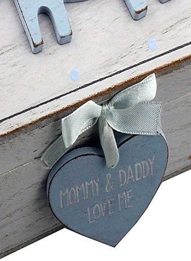 Oaktree Gifts Baby Boy Wooden Memories Keepsake Box Vintage Style - Image 2