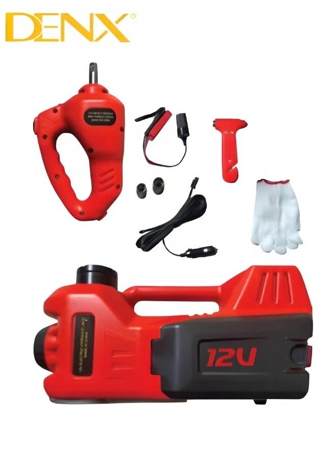 Denx 5 ton Car Jack with Built-in Air Compressor, Electric Impact Wrench, Car Tools LED Light, Safety Hammer, 12V 3 in 1 Car Tire Repair Tool Kits  - Image 1