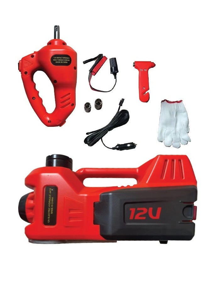 Denx 5 ton Car Jack with Built-in Air Compressor, Electric Impact Wrench, Car Tools LED Light, Safety Hammer, 12V 3 in 1 Car Tire Repair Tool Kits  - Image 4
