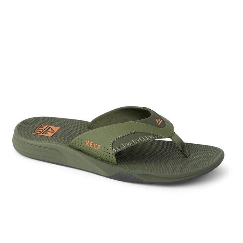 REEF Cushion Fanning Mens Flip Flop, Arch Support, Durable Outsole, Water Friendly, Olive, 12 - Image 4