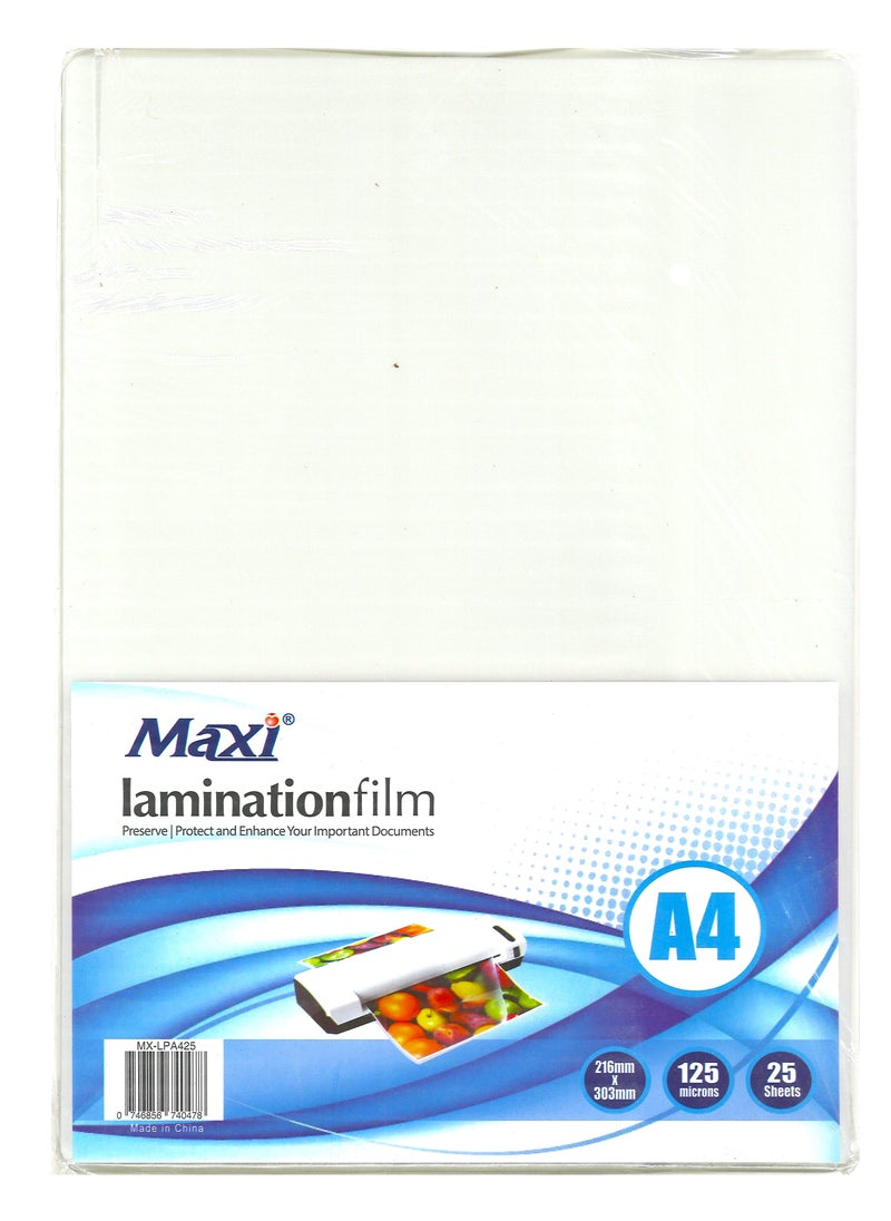 Maxi 25-Sheet A4 Size Lamination Pouch 125 Micron Thickness  - Image 1