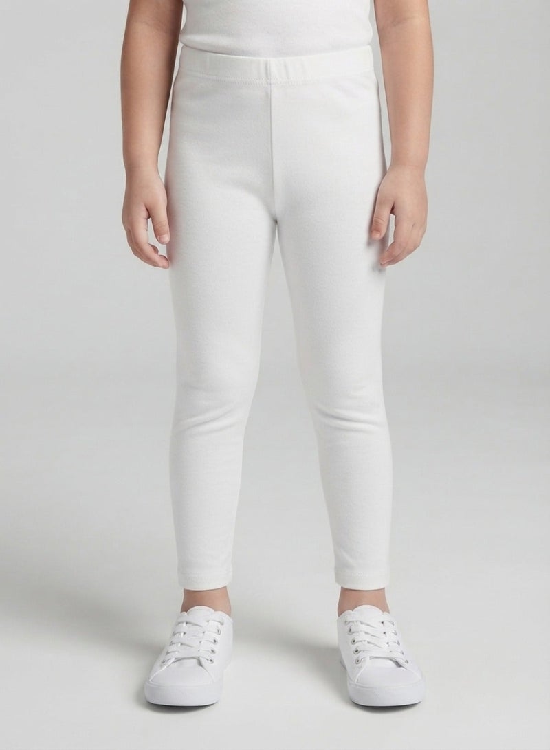 babyqlo Girls White and Navy Essential Leggings – Pack of 2 - Image 3