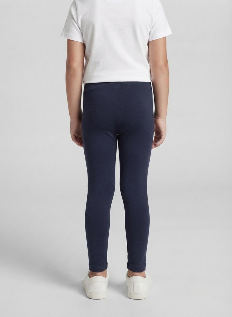 babyqlo Girls White and Navy Essential Leggings – Pack of 2 - Image 4