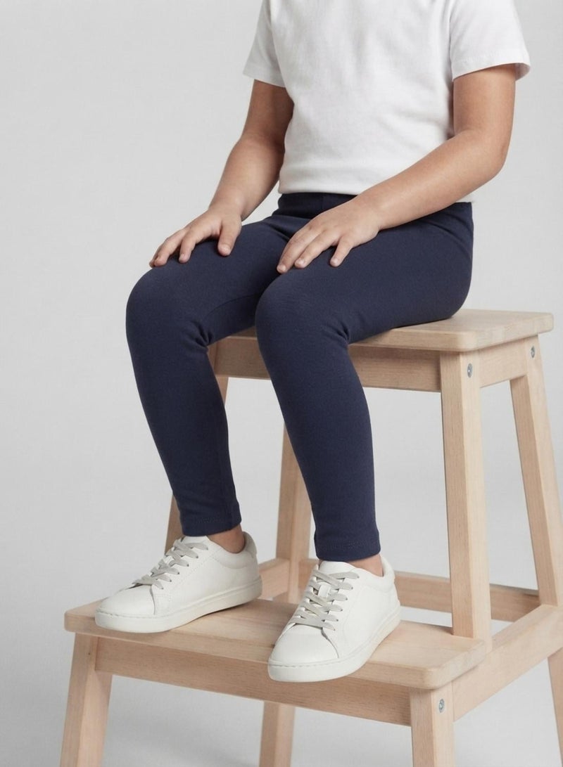 babyqlo Girls White and Navy Essential Leggings – Pack of 2 - Image 2