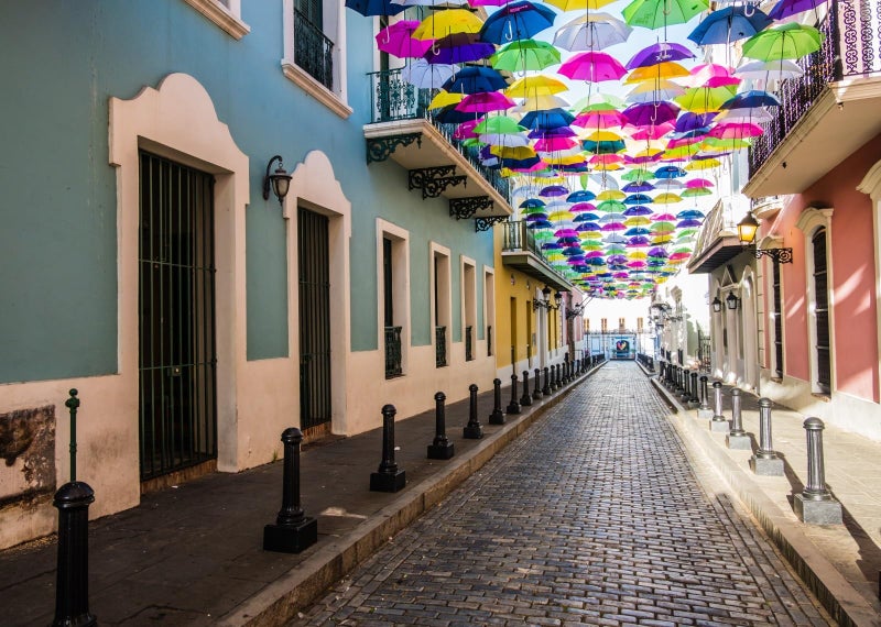 BELECO 7x5ft Fabric Puerto Rico Backdrop Colorful Umbrellas of Downtown San Juan Background for Party Decorations Photoshoot Studio Props - Image 3