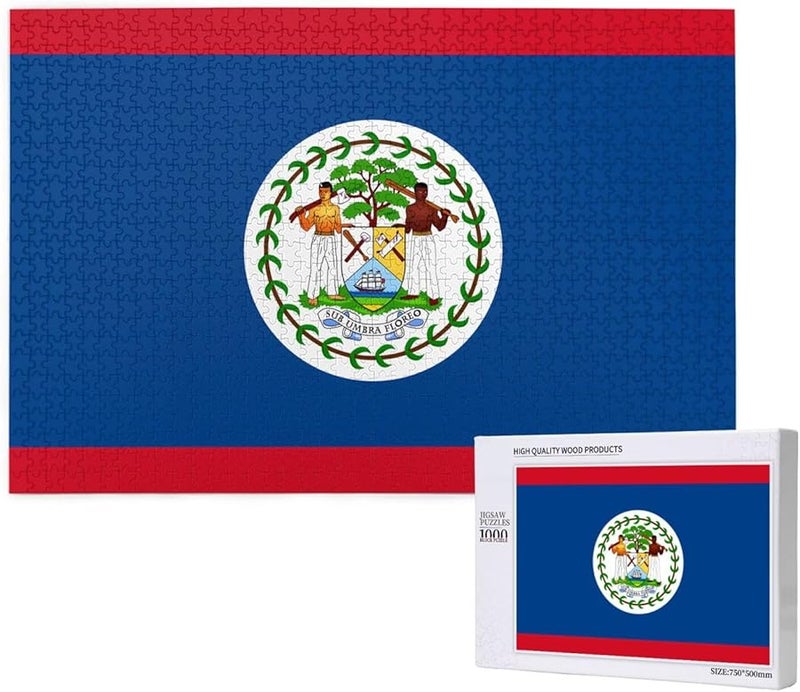 Belize Flag Jigsaw Puzzle 1000 Pieces For Adults Home Decor 29 5 X 19 7 Inches - Image 1