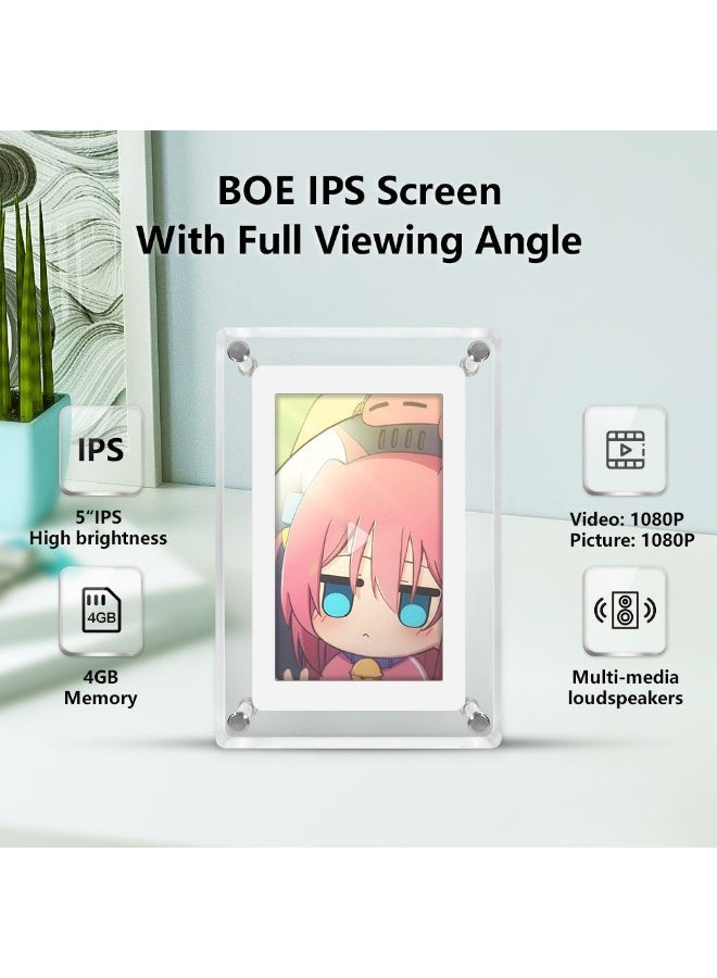 كلوزيلي إطار صورة رقمي مقاس 5 بوصات، إطار فيديو، إطار صورة إلكتروني ذكي، تشغيل تلقائي 360 درجة، شاشة IPS عالية الدقة، قابل للتثبيت على الحائط، متوافق مع تنسيقات الصور والفيديو المتعددة، للديكور المنزلي والهدايا الصادقة - Image 5